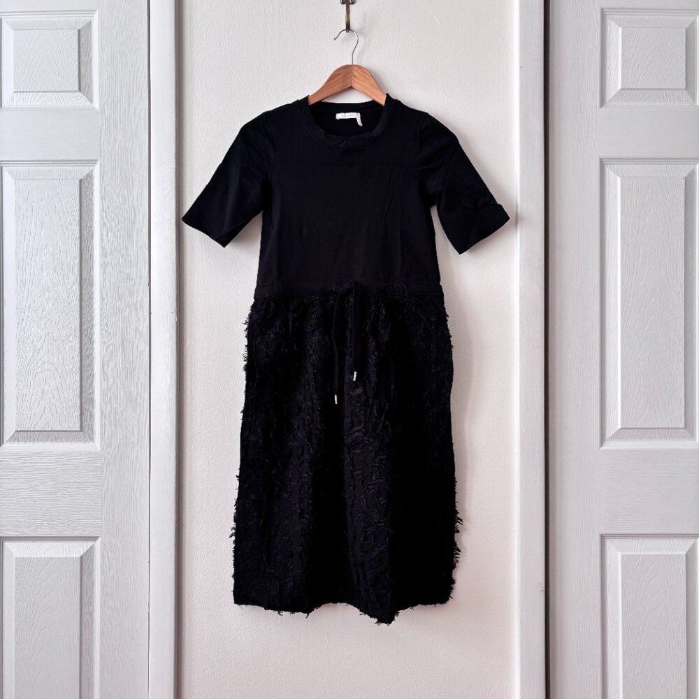 See By Chloe Fringe Embellished Drawstring Midi T-Shirt Dress - Picture 3 of 8